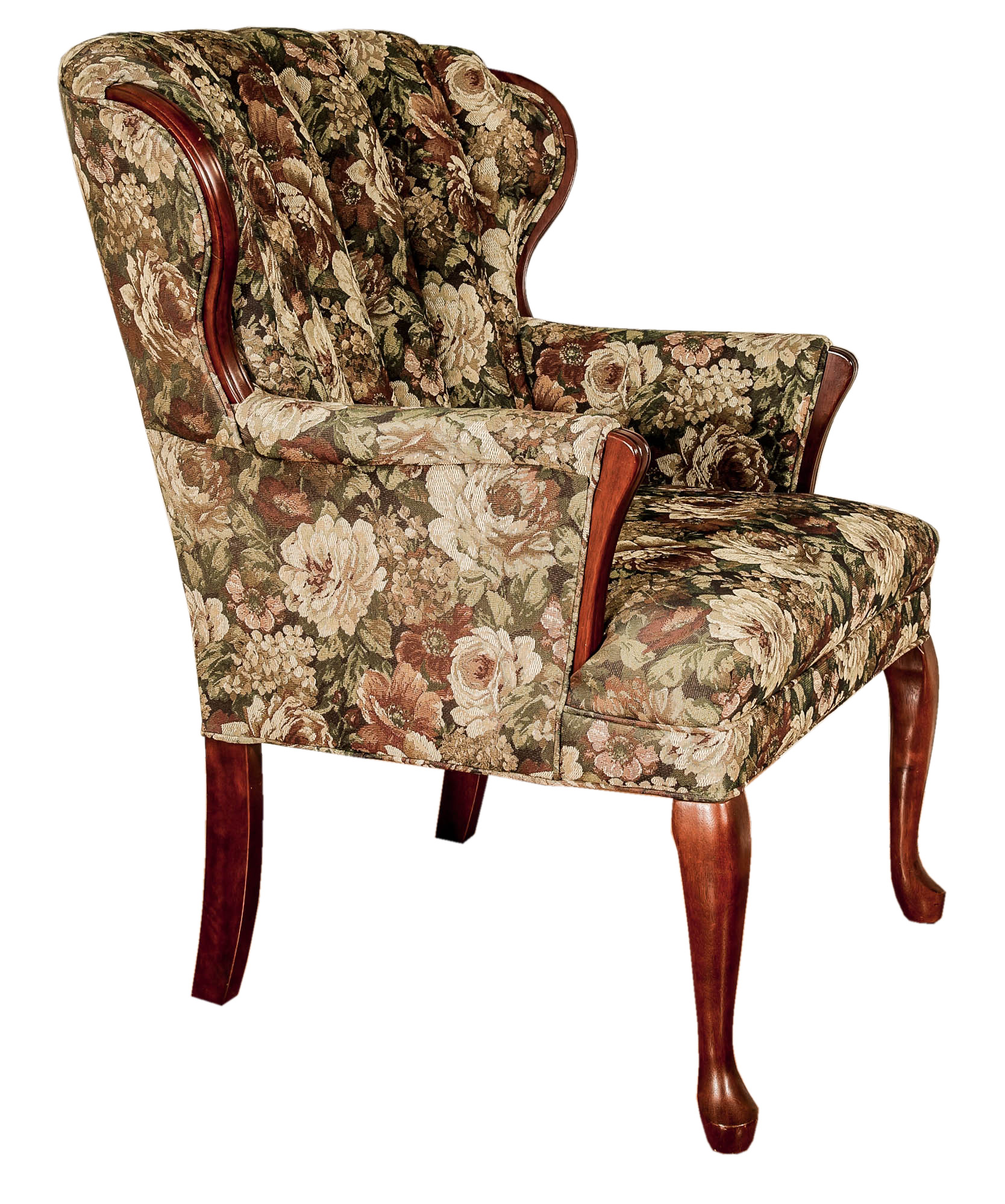 Wingback Chair and Ottoman with Floral Print by Best EBTH